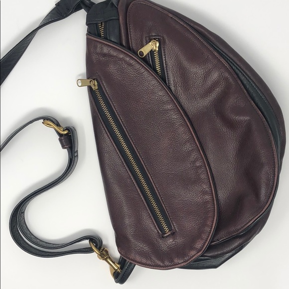 🏷 genuine leather slingback two toned backpack - Picture 1 of 8